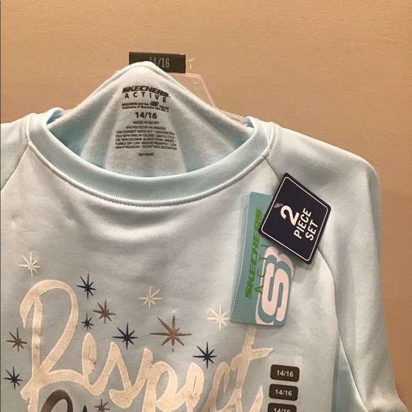 NWT: Skechers Girls 2 Piece Set. Blue Mist/Navy - Picture 4 of 6